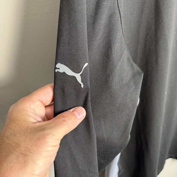 Puma Kid's Gray/Black 1/4 Zip Long Sleeve Performance Pullover Size Large Active - Picture 5 of 15